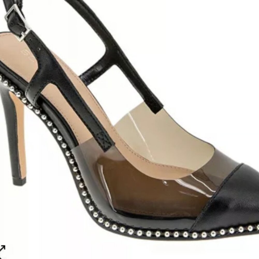 New NIB BCBGeneration black studded clear pumps heels 10
